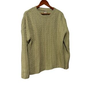 Wind River Sage Green Cable Knit Sweater Mens Large Outdoor Crew Neck Pullover